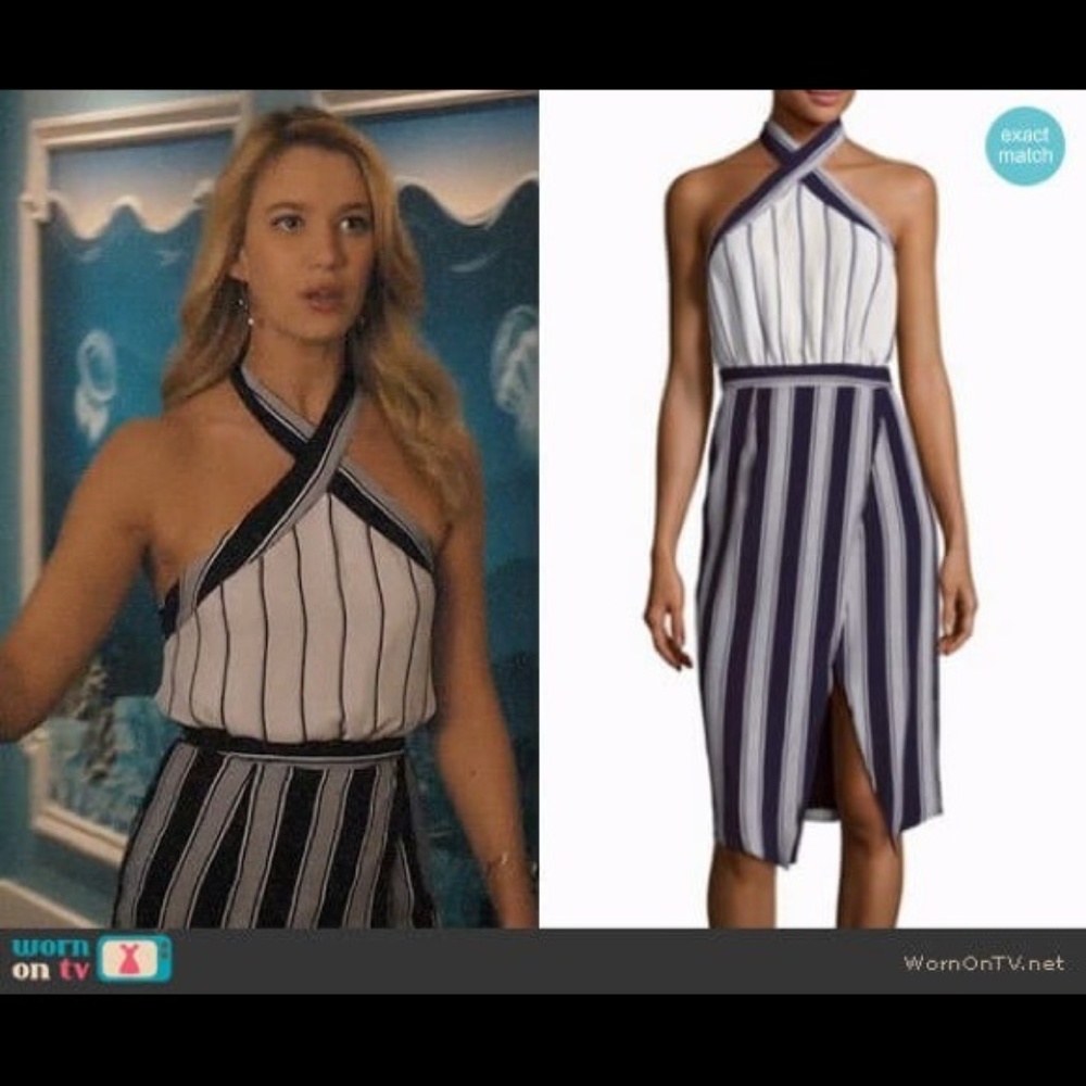 Lovers + Friends Blue Striped Midi Dress